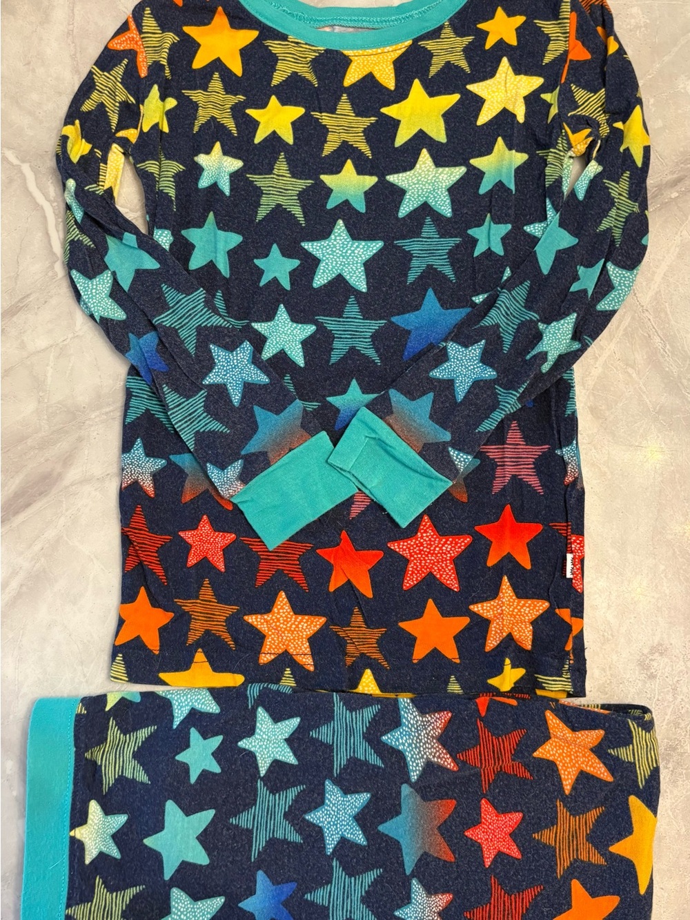 Little Sleepies Navy Colorful Stars Long Sleeve Pajama Set